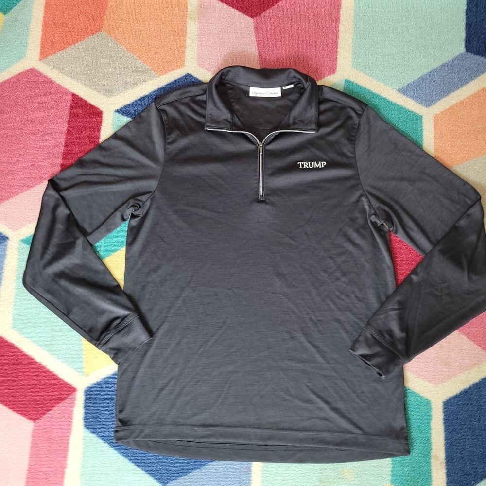Trump Signature Collection Mens Small Black Quarter Zip Pullover Golf Shirt Logo